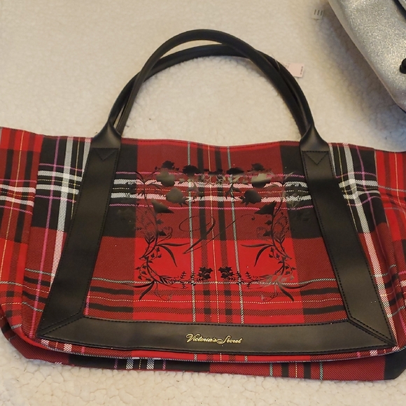 Victoria's Secret Red and Black Plaid Tote - Picture 1 of 4